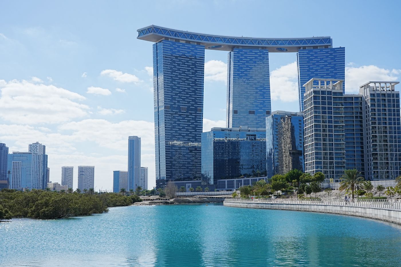 Modern waterfront towers in Abu Dhabi